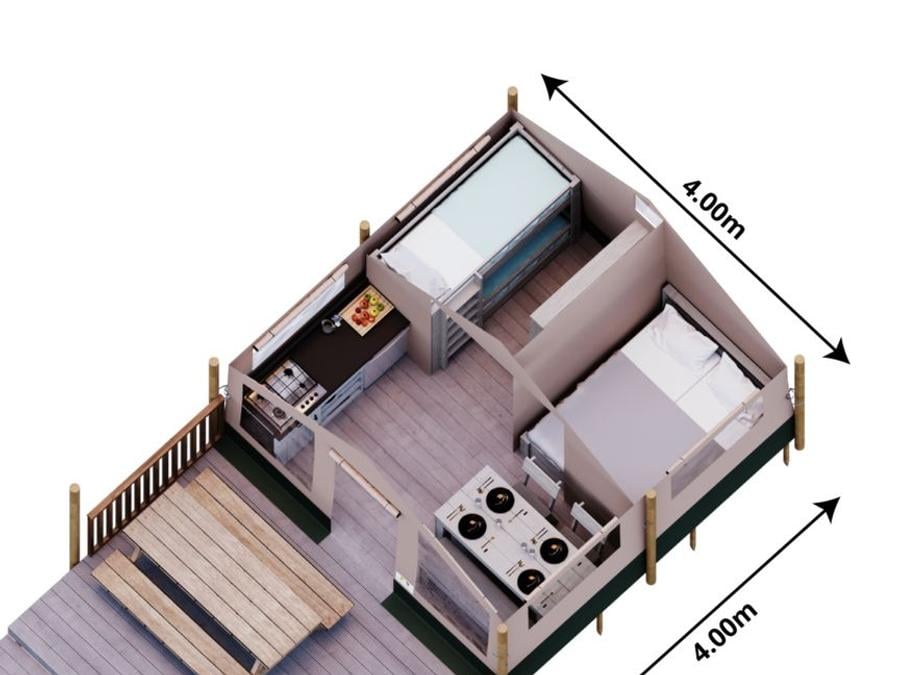 Tente en toile et en bois 4 personnes - Safari Salguer 3