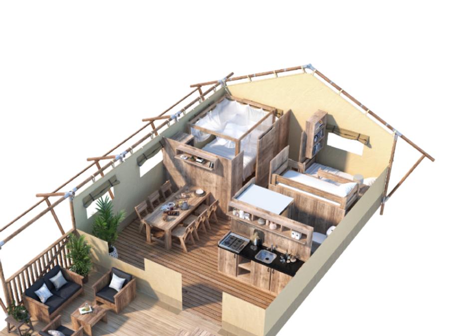 Tente en toile et en bois 5 personnes - GLAMPING TRAMUNTANA 2/5 pers 12