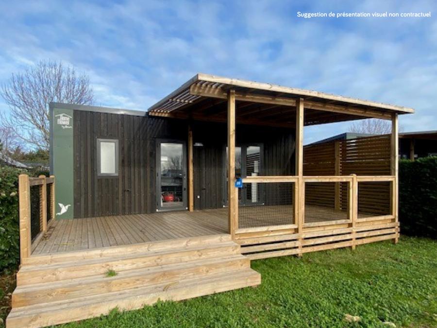 Mobilhome 4 personnes - Homeflower premium 29m² (2 chambres) + CLIM + terrasse semi-couverte + TV + draps + serviettes | 4 personnes 1