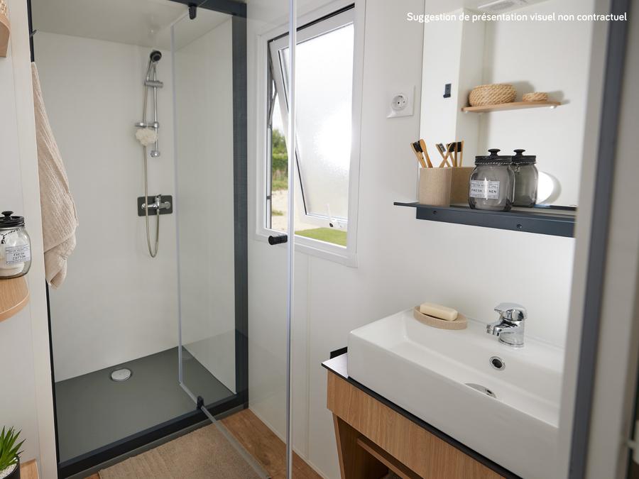 Mobilhome 6 personnes -  	 Homeflower premium 35m² (3 chambres) + CLIM + terrasse semi-couverte + TV + draps + serviettes | 6 personnes 15