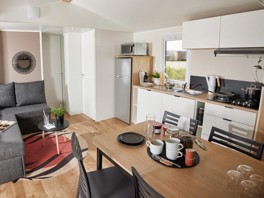 Mobilhome 6 personnes -  	 Homeflower premium 35m² (3 chambres) + CLIM + terrasse semi-couverte + TV + draps + serviettes | 6 personnes 2