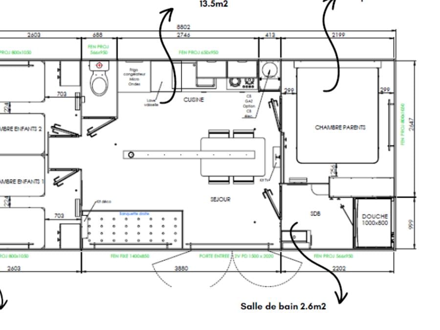 Mobilhome 6 personnes -  	 Homeflower premium 35m² (3 chambres) + CLIM + terrasse semi-couverte + TV + draps + serviettes | 6 personnes 19