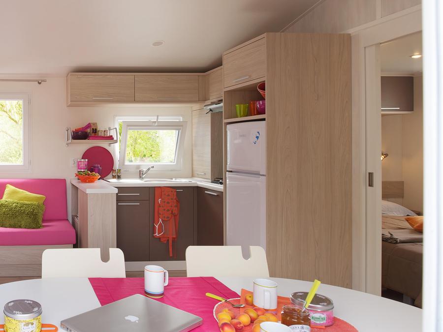 Mobilhome 6 personnes - Confort 32m² (3 chambres) + terrasse semi-couverte 10m² + TV | 6 personnes 3