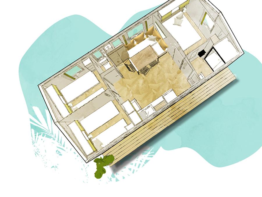 Mobilhome 6 personnes - California- 3 chambres + Climatisation + TV 0