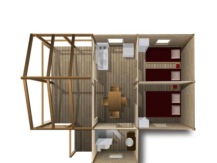 Mobilhome 5 personnes - Lodge SAHARI 24m² - 2 chambres - terrasse 10m² (avec sanitaires) 7