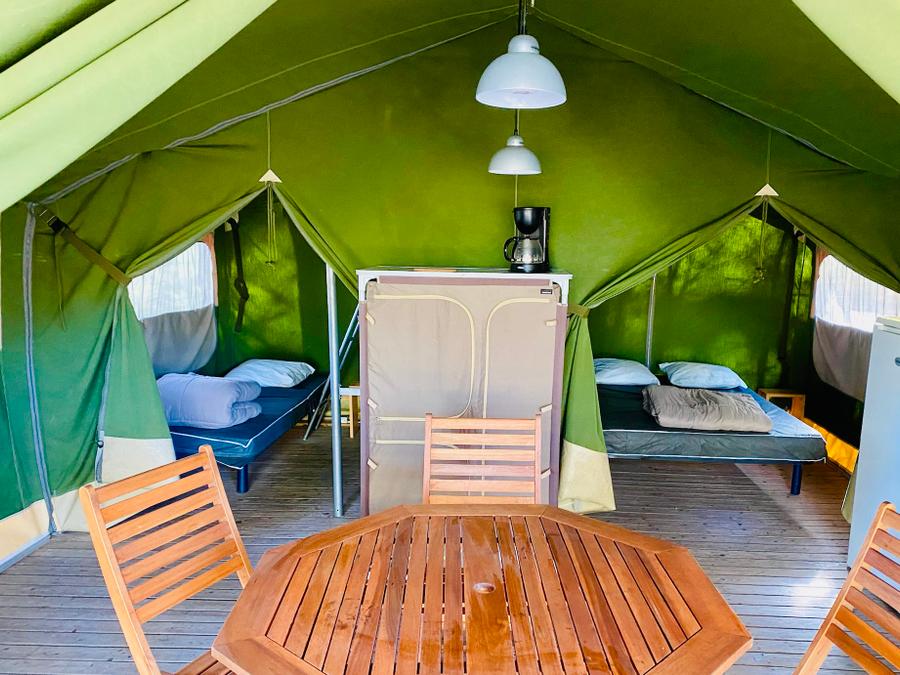 Tente 5 personnes - Tente Safari Acacia Standard 23m² (sans sanitaires) - 2 chambres + terrasse couverte 12m² 5 pers. 7