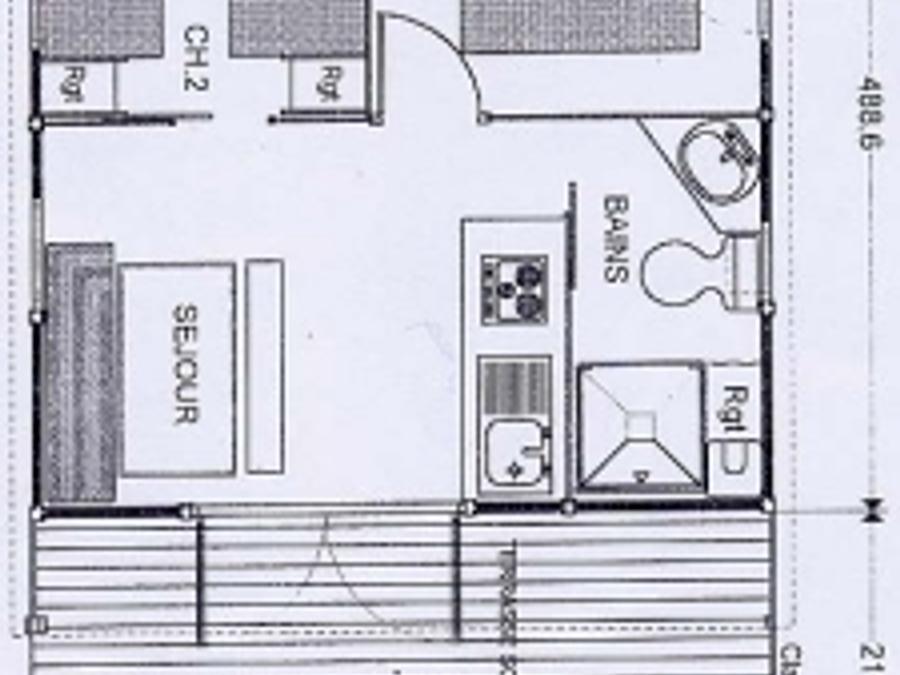 Chalet 5 personnes - Chalet Figuier Standard 20m² - 2 chambres + Terrasse couverte - 5 pers. 3