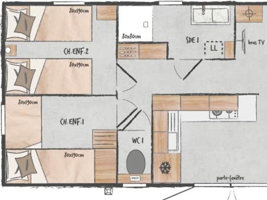 Mobilhome 6 personnes - NEW - Mobil home Ciela Prestige - 3 chambres dont 1 suite parentale - draps, serviettes et barbecue 6