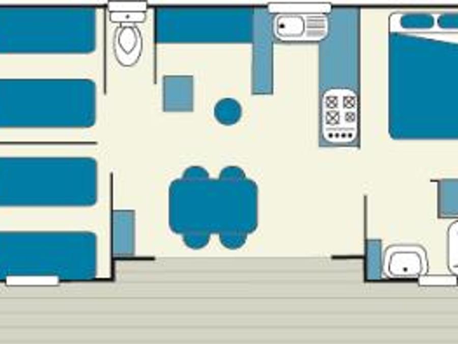 Mobilhome 6 personnes - Mobil Home Laurier Grand Confort Climatisation avec terrasse 3 chambres 7