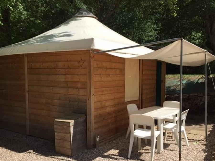 Tente en toile et en bois 5 personnes - LODGE TOILE BOIS sans sanitaires 0