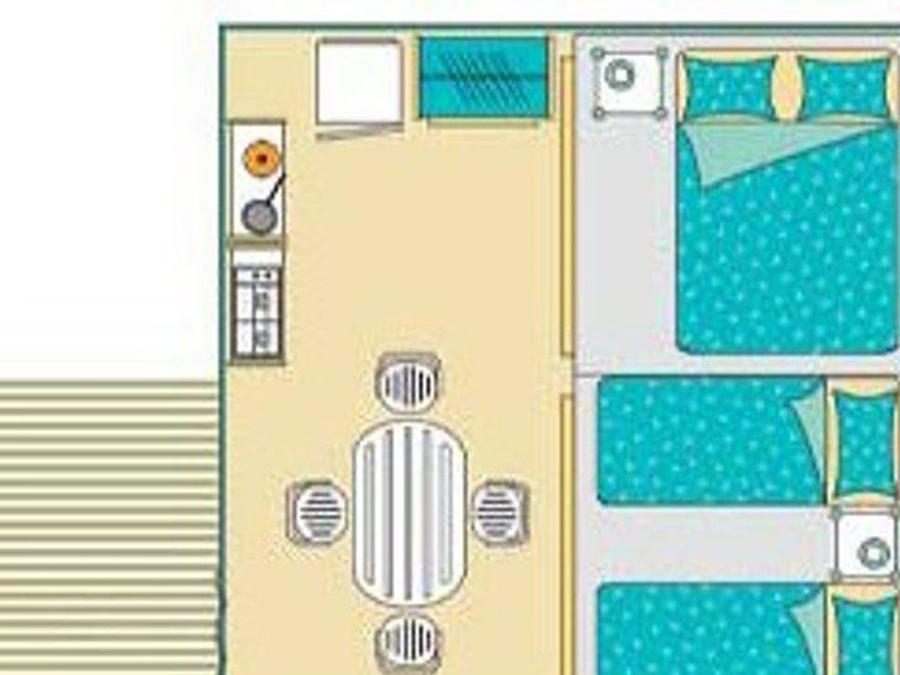 Tente en toile et en bois 4 personnes - LODGE TOILE BOIS sans sanitaires 4