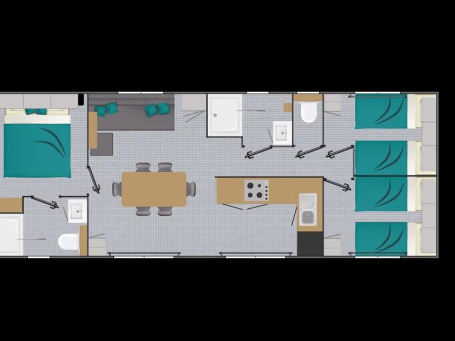 Mobilhome 6 personnes - PREMIUM 40m² - (6pers) 3 CH + 2 SDB + 2 WC+ TV +LV + BBQ + Terrasse 8