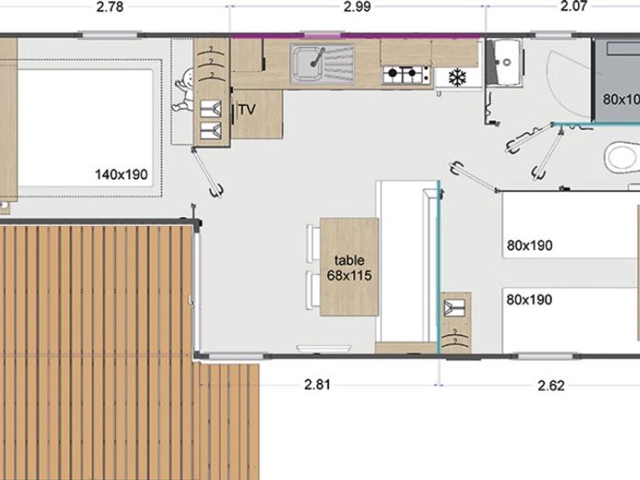 Mobilhome 4 personnes - COTTAGE PREMIUM - Les Genêts | 4 pers. 2