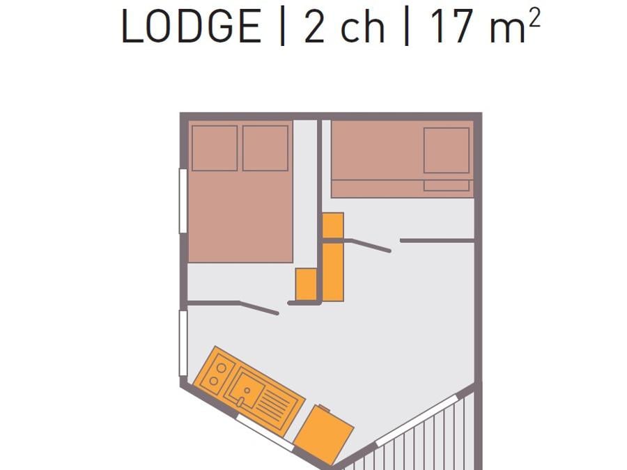 Tente en toile et en bois 4 personnes - TENTE LODGE - Les Yuccas | 4 pers. 2 ch. 4