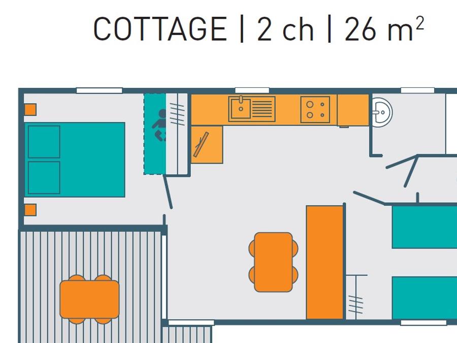 Mobilhome 4 personnes - COTTAGE PREMIUM 4 personnes 2 Chambres 5