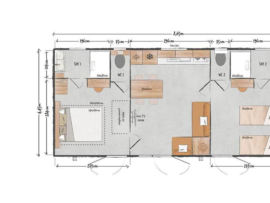 Mobilhome 5 personnes - Cottage ESTELLO 33m² (2 chambres) 13