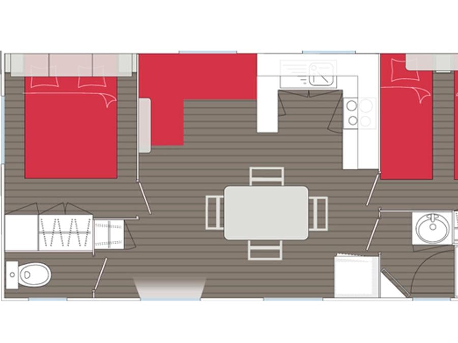 Mobilhome 4 personnes - Florès CONFORT -2 chambres 30m²- *Clim, terrasse, TV* 8