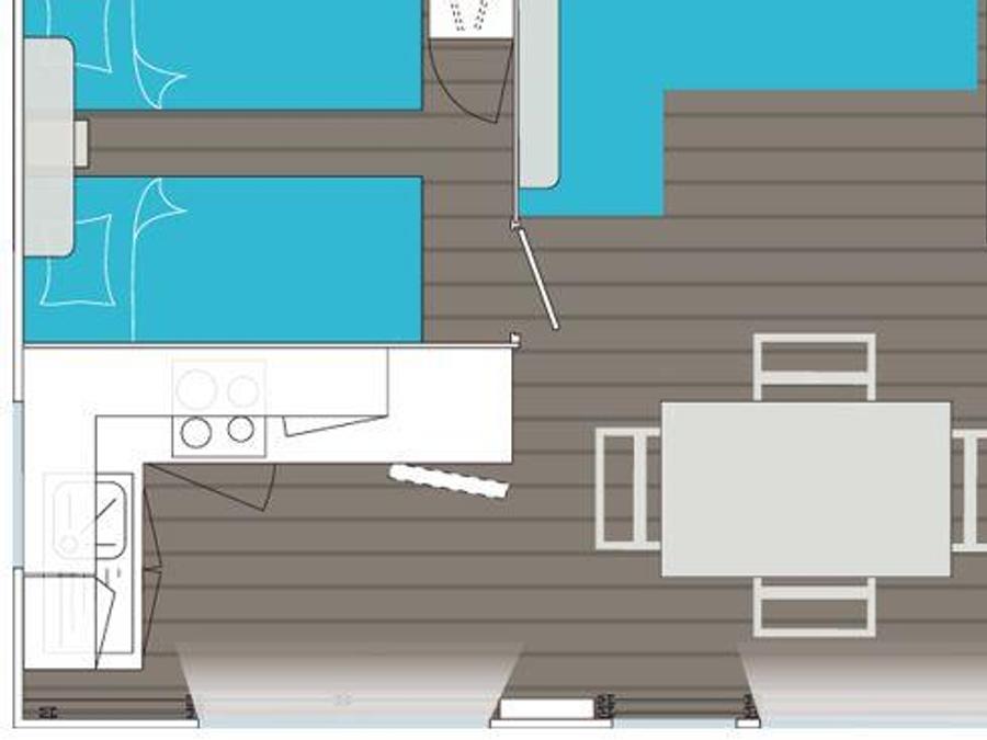 Mobilhome 6 personnes - Grand Large CONFORT -2 chambres 30m²- *Clim, terrasse, TV* 6