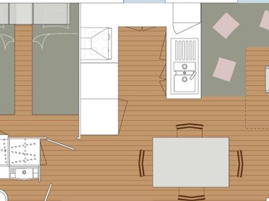 Mobilhome 6 personnes - Blueberry PREMIUM -2 chambres 32m²- *Clim, terrasse, TV* 6