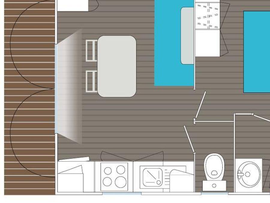 Mobilhome 2 personnes - Corsaire CONFORT -1 chambre 20m²- *Clim, terrasse, TV* 4