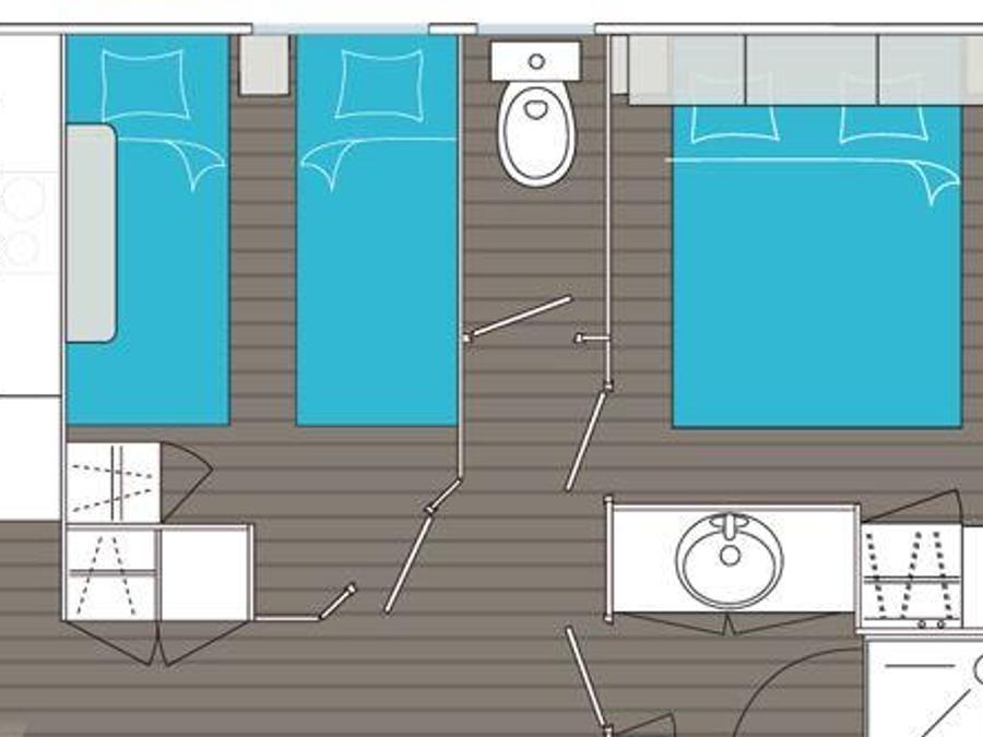 Mobilhome 4 personnes - Maldives CONFORT -2 chambres 30m²- *Clim, terrasse, TV* 7