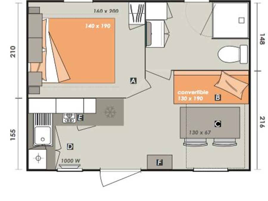 Mobilhome 3 personnes - Studio 9
