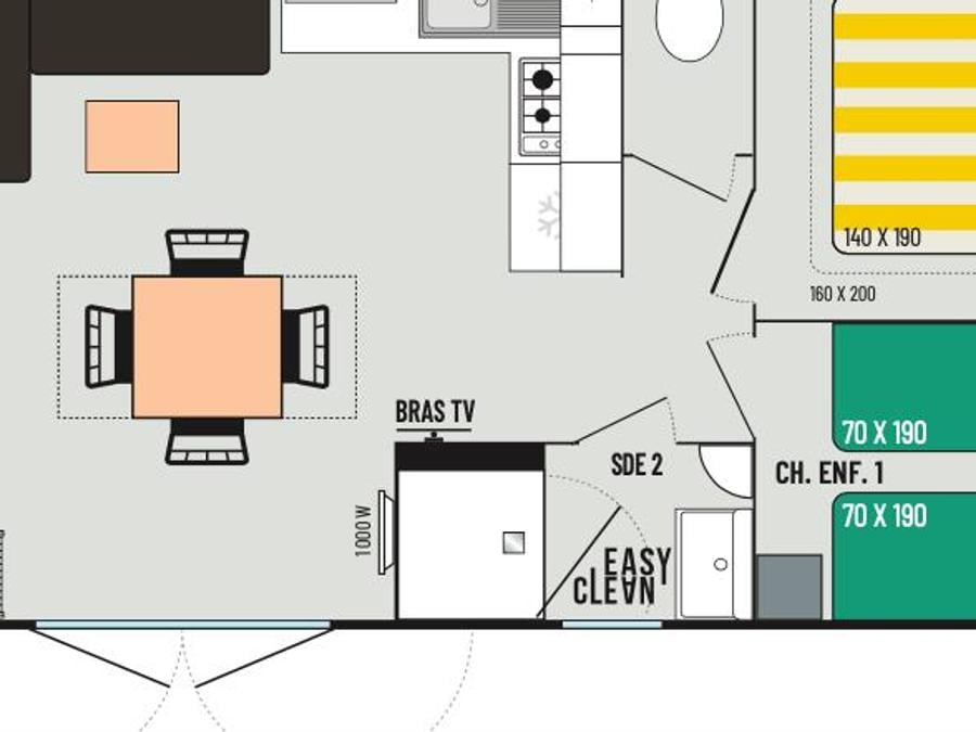 Mobilhome 8 personnes - 4 chambres 5