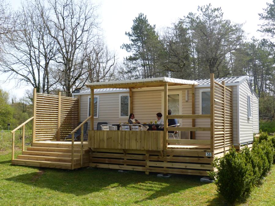 Mobilhome 8 personnes - Mobil home climatisé de 28.3m² - 3 chambres + terrasse semi couverte 22.5m² 3