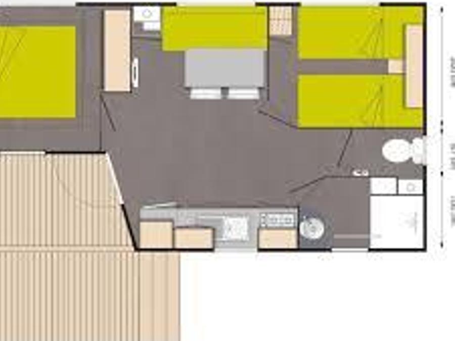 Mobilhome 4 personnes - Mobil home 20m² - 2 chambres + terrasse semi couverte 7,50m² 6