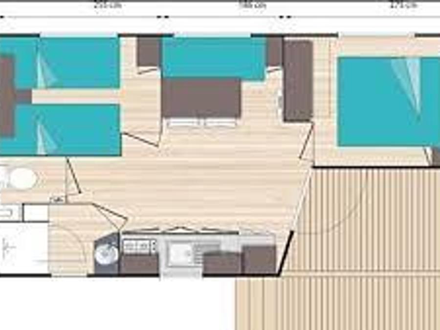 Mobilhome 4 personnes - Mobil home 20m² - 2 chambres + terrasse semi couverte 7,50m² 4