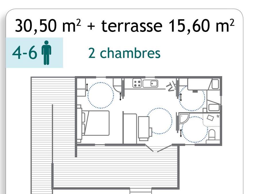 Mobilhome 6 personnes - Mobil home - PMR - 30.5m² 6 pers 9