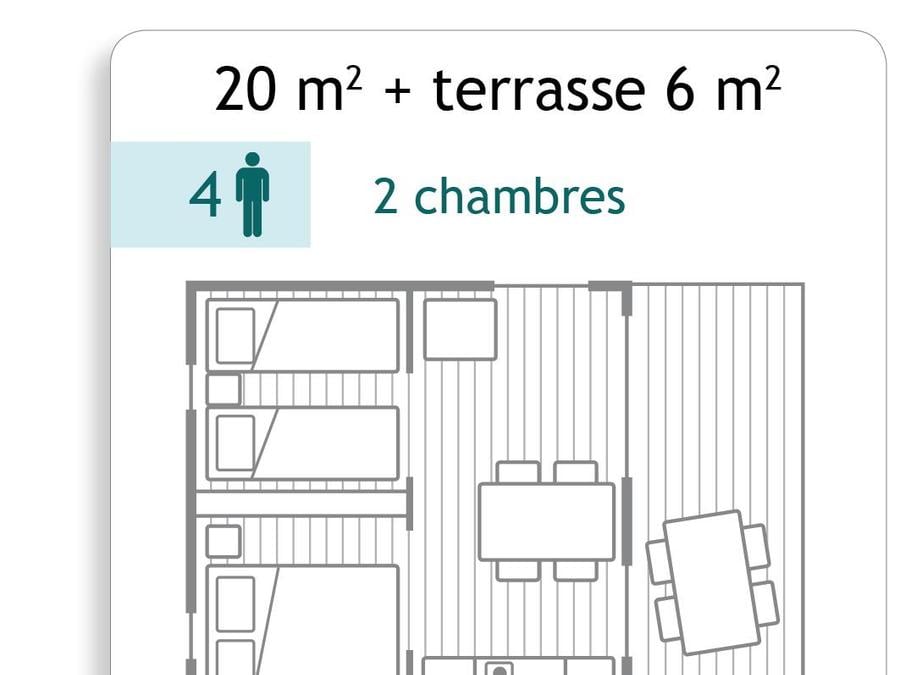 Bungalow toilé 4 personnes - Bungalow toilé - sans sanitaires - 20m² 4 pers 5