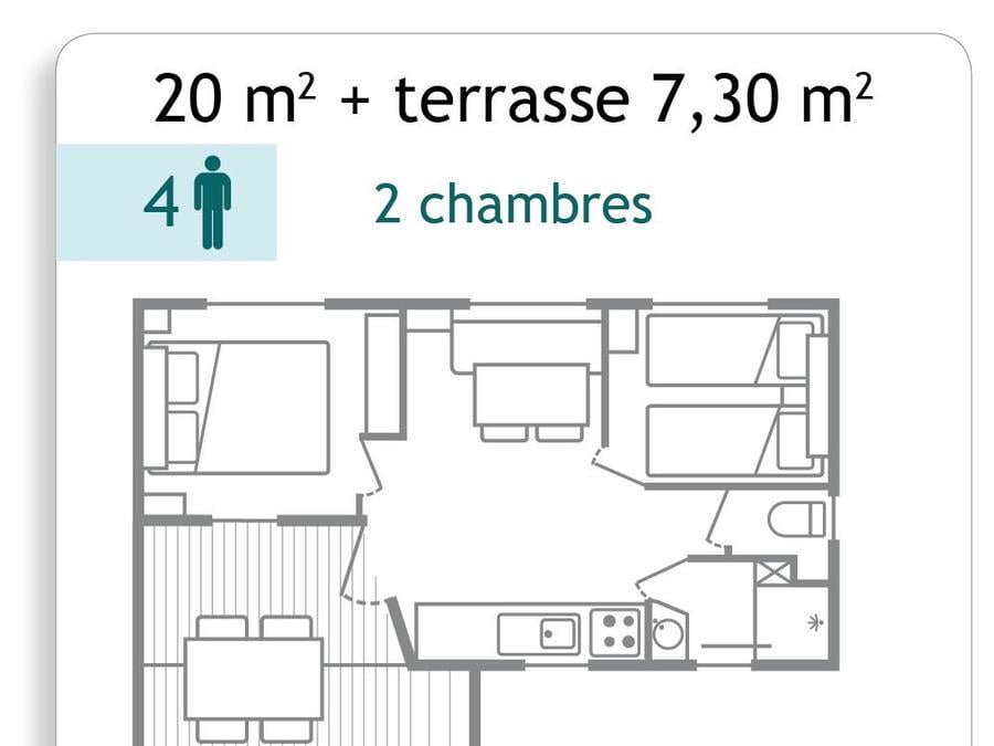 Mobilhome 4 personnes - Mobil home - 2 chambres 4 pers 4