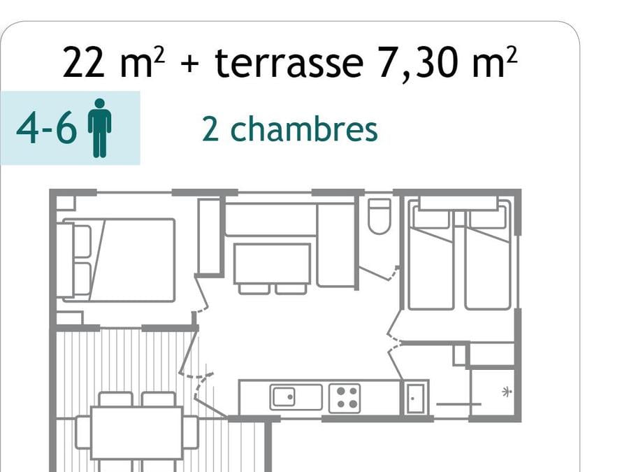 Mobilhome 6 personnes - Mobil home - 2 chambres - 6 pers 7