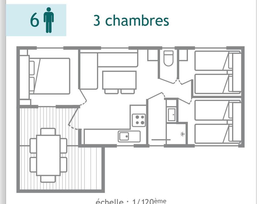 Mobilhome 6 personnes - Mobil home - 3 chambres - 24m² 6 pers 7