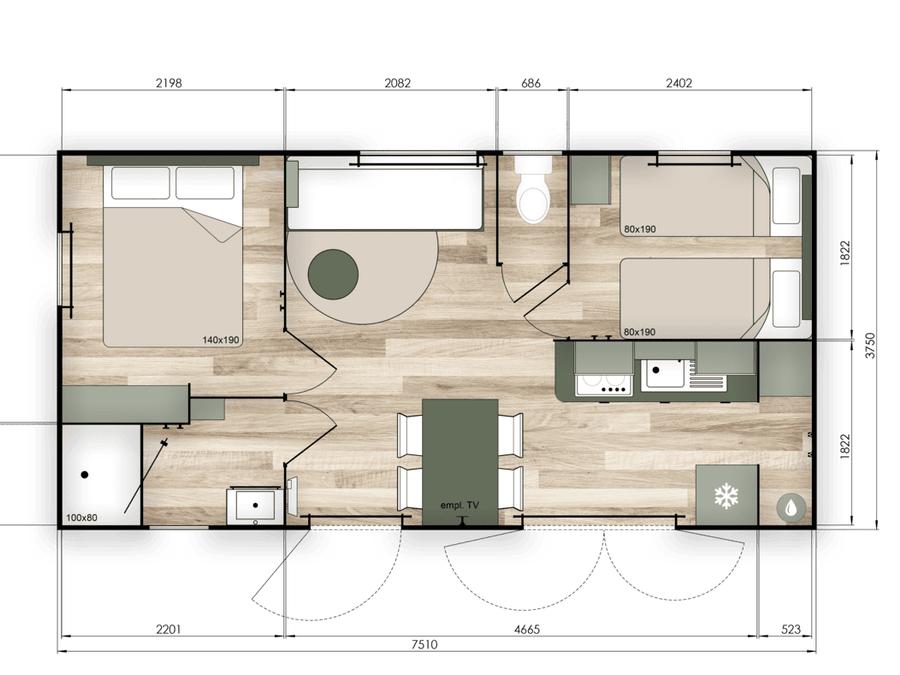 Mobilhome 4 personnes - Mobil Home Confort - 2 chambres 4 pers 5