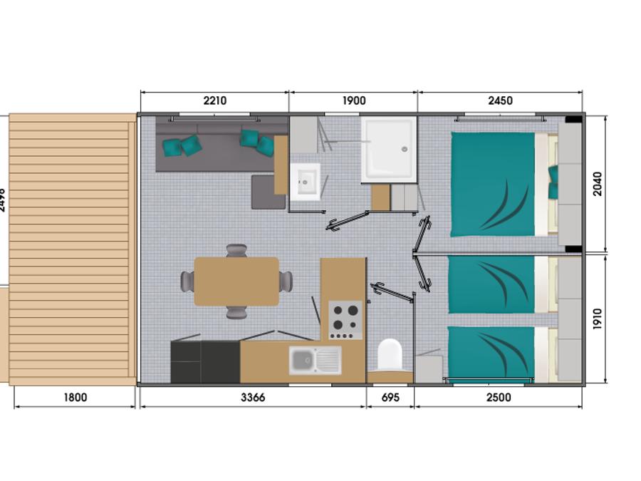 Mobilhome 5 personnes - Cottage Living - climatisé 4