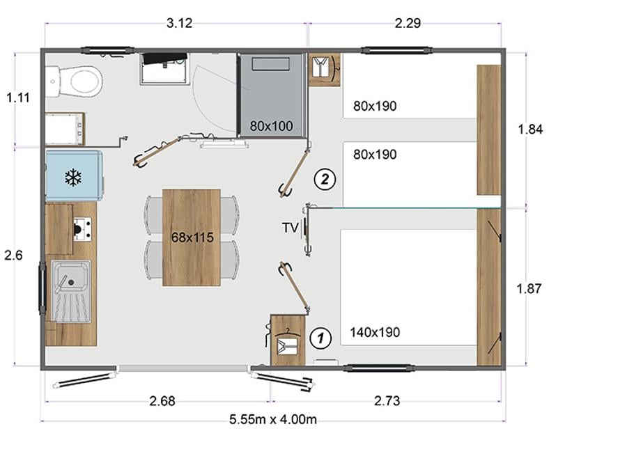 Mobilhome 4 personnes - Cabane 20m² 6