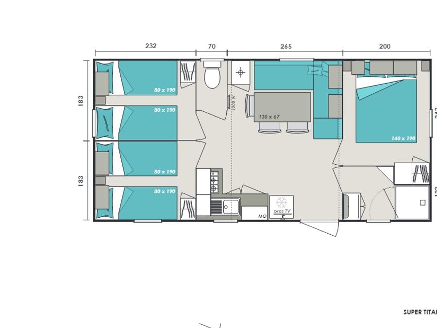 Mobilhome 6 personnes - Cottage Family Clim 30m² 3