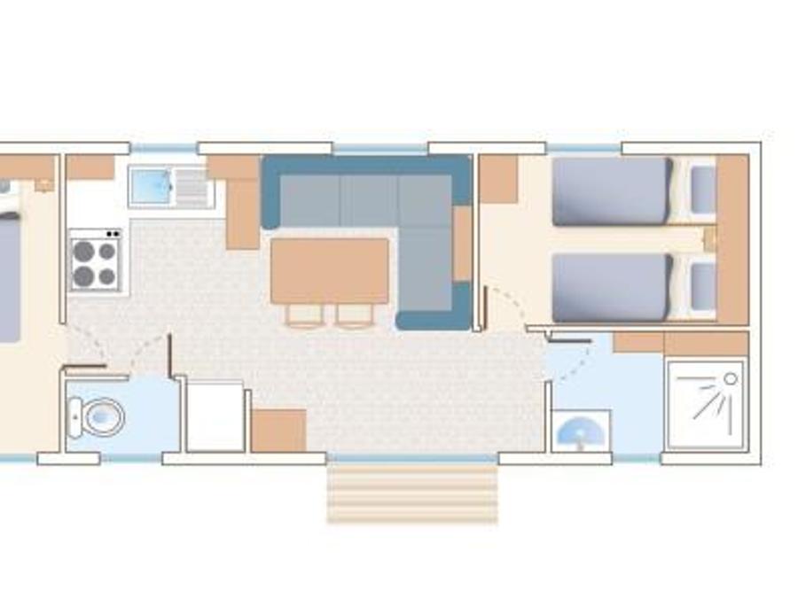 Mobilhome 4 personnes - Mobil-home Confort 26m² 2 chambres + terrasse semi-couverte 5