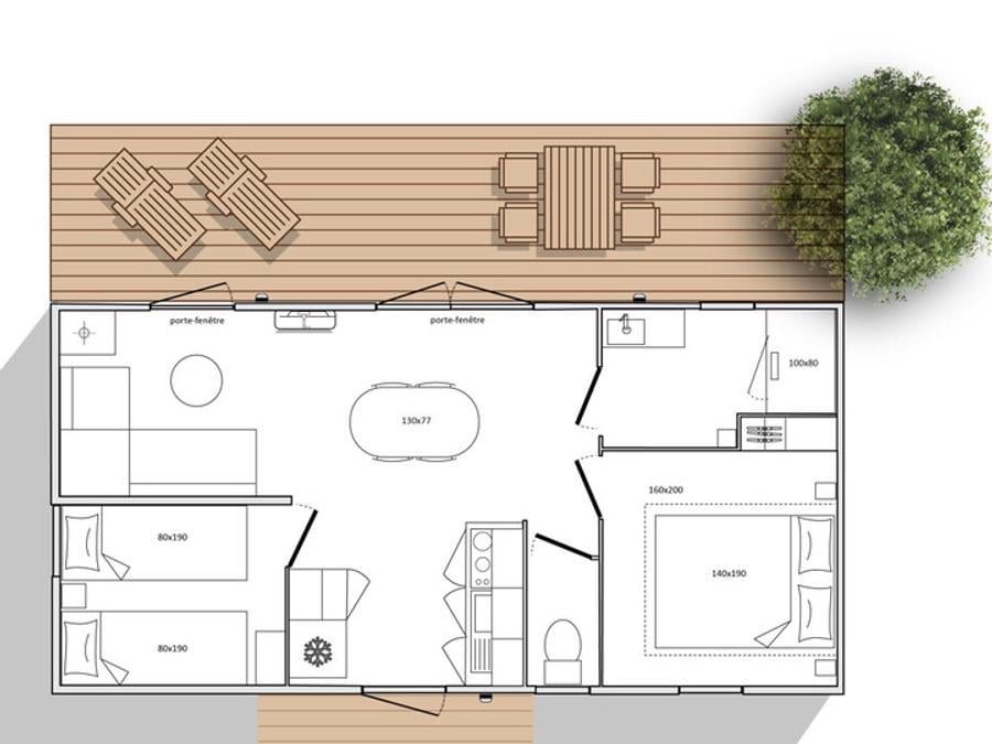 Mobilhome 5 personnes - Ciela Privilège - 2 chambres - barbecue 4