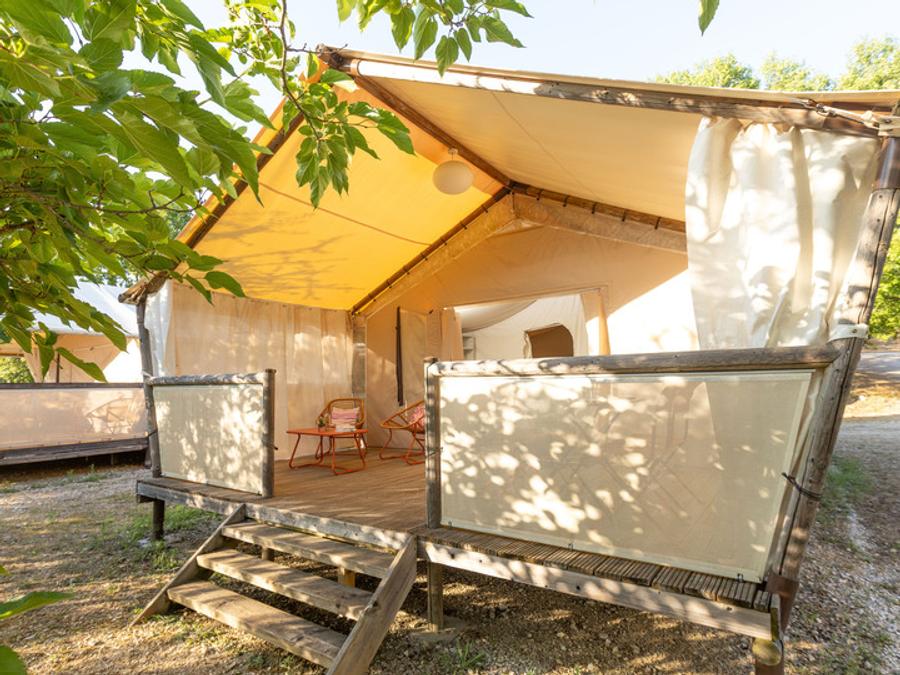 Tente en toile et en bois 4 personnes - Tente Nature Lodge - 2 chambres - Cuisine équipée - Salle de bain 15