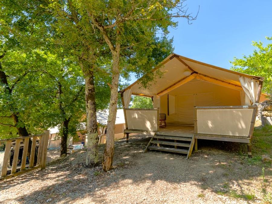 Tente en toile et en bois 4 personnes - Tente Nature Lodge - 2 chambres - Cuisine équipée - Salle de bain 0