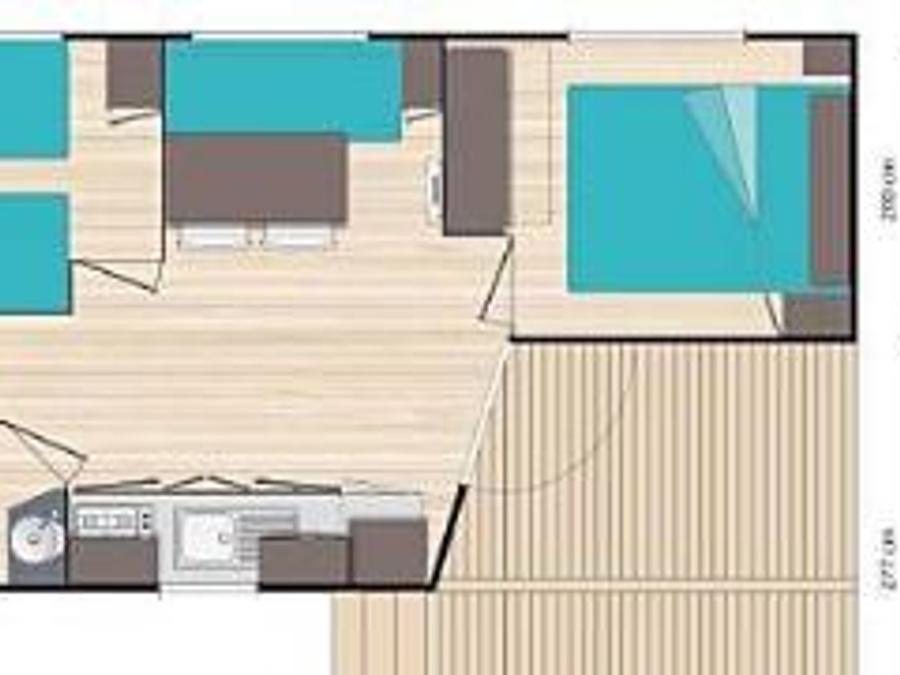 Mobilhome 4 personnes - Mobil-home Lancelot Standard 25m² (2 chambres) + terrasse semi couverte 4 pers 7