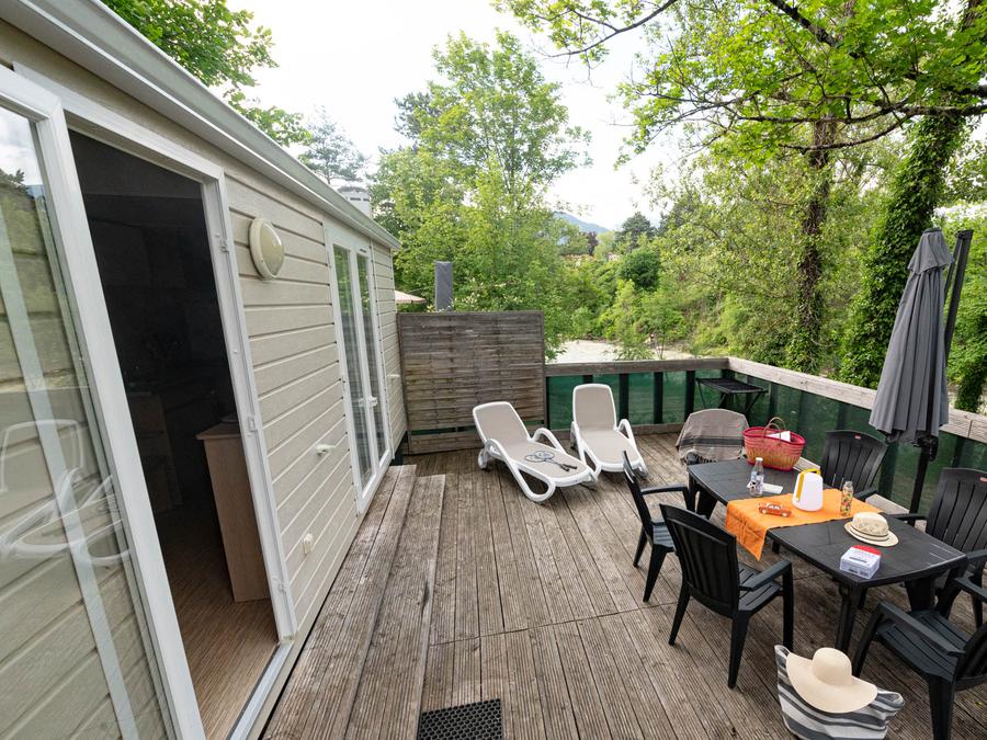 Mobilhome 4 personnes - Mobil-home Premium Riviera 28m² proximité rivière- 2 chambres + Terrasse couverte - 4 pers 4