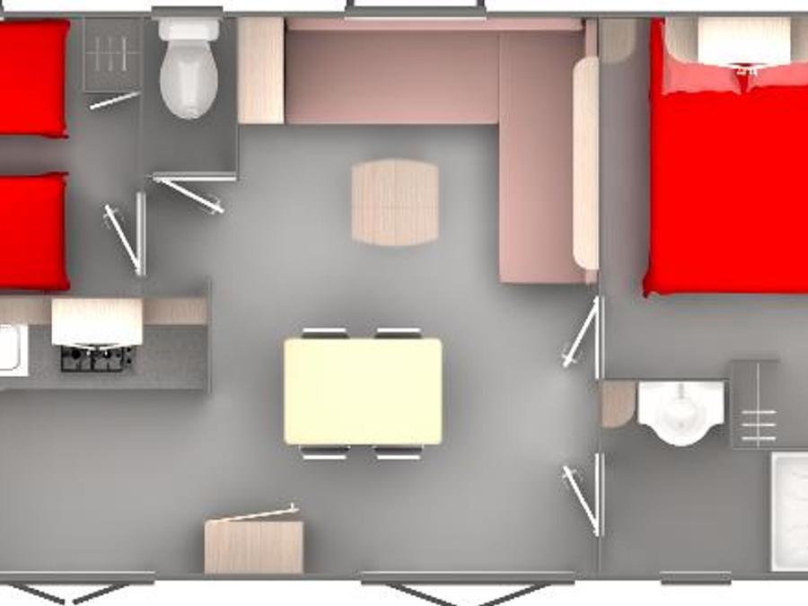 Mobilhome 4 personnes - Mobil-home Confort Cocoon 28m² - 2 chambres + Terrasse couverte - 4 pers 5