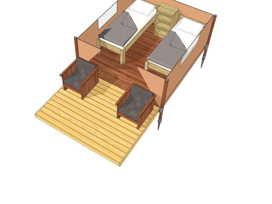 Tente en toile et en bois 2 personnes - Lodge Insolite Bivouac (sans sanitaires, sans cuisine) (1ch- 1/2pers) 1/2 pers 2