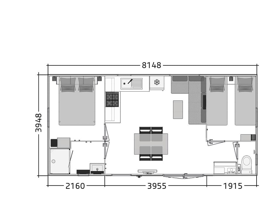 Mobilhome 4 personnes - Confort 2 Premium climatisé (année 2025) 3