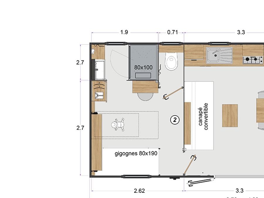 Mobilhome 4 personnes - Le Fort - Mobil Home 2 CH- 4 pers/ LV+clim+2 SDB 3