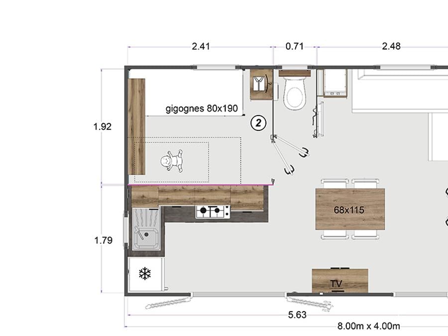 Mobilhome 4 personnes - La Réserve, Mobil-home 2 chambres - 4 pers 2